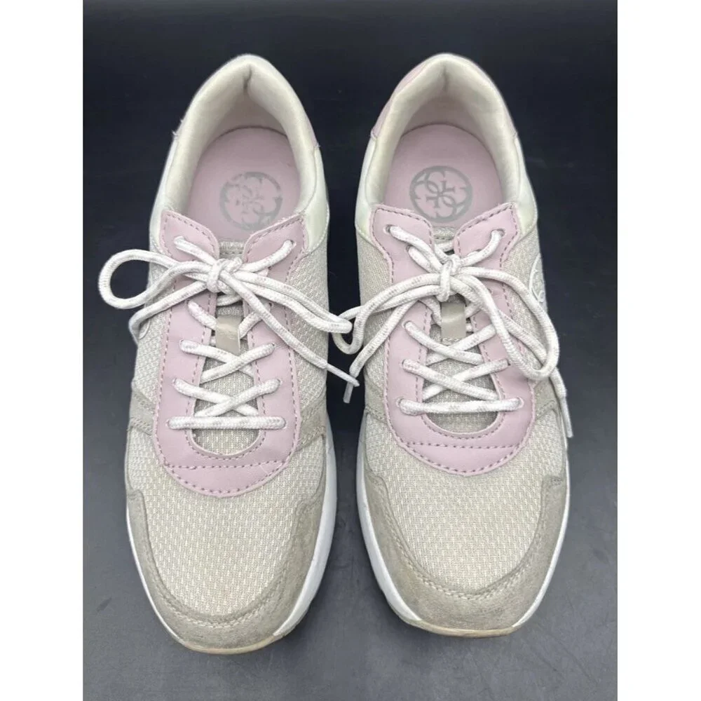 GUESS Women's SPEED6 Gray Purple Faux Leather‎ Lace Up Athletic Sneaker Shoe 8